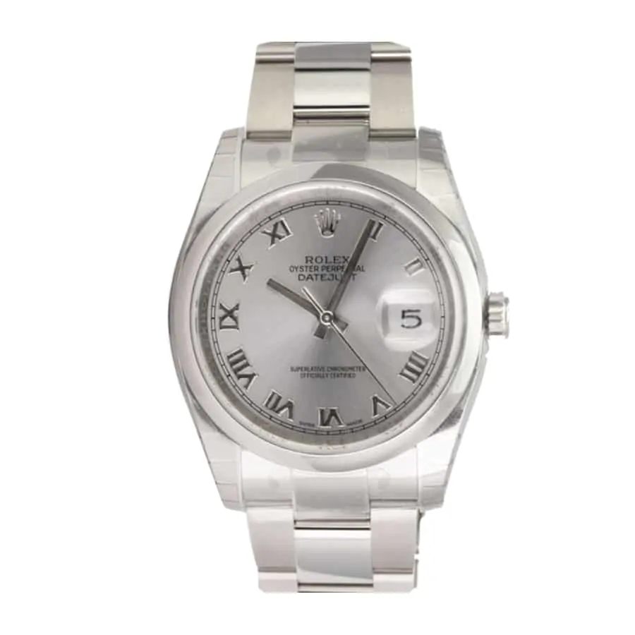 rolex datejust oyster perpetual silver roman dial 116200 replica.png