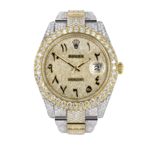 rolex datejust two tone yellow gold arabic dial iced out 116300 replica.png